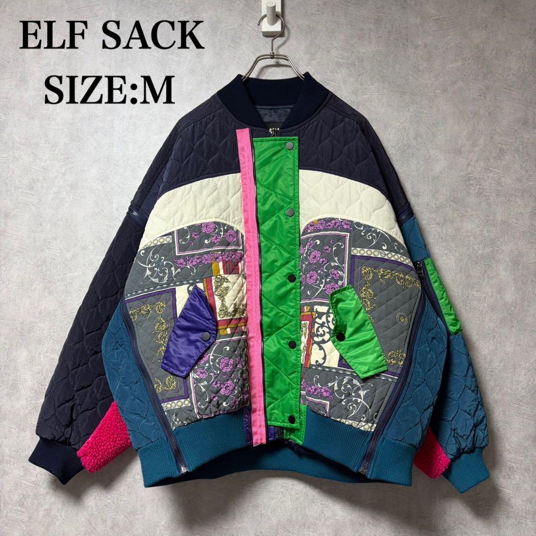 ELF SACK カラフル ノーカラー キルティング ジャケット M 安達祐実