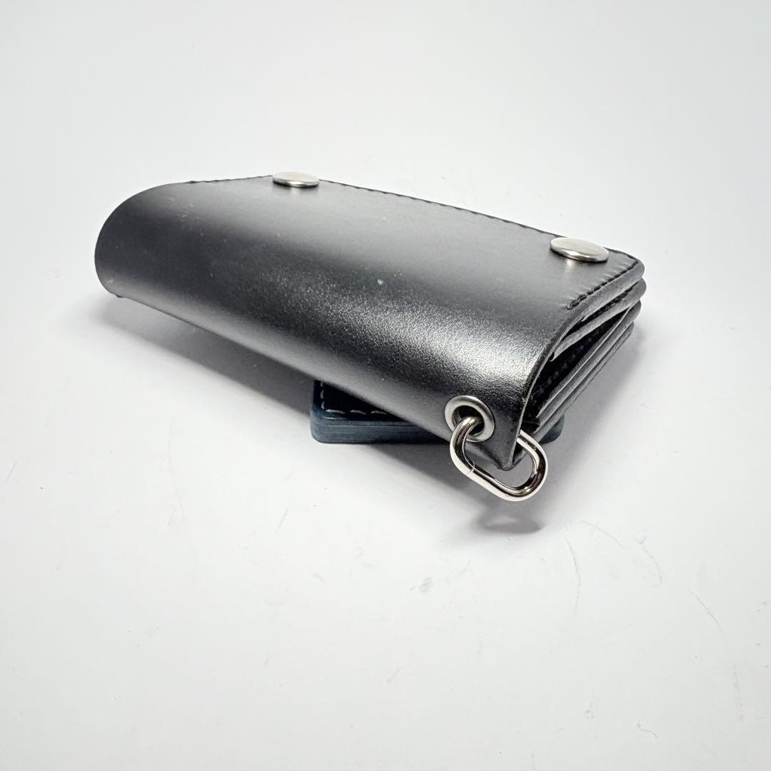 【本革】トラッカーウォレット　ショート　姫路レザー　茶心　ブラック　フチ黒