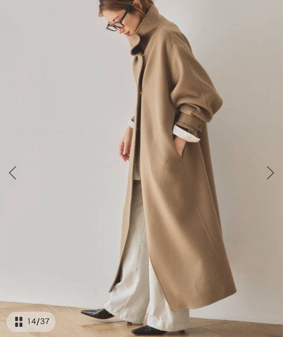 spick & span ビーバーニュアンスカラーオーバーコート　キャメル　36