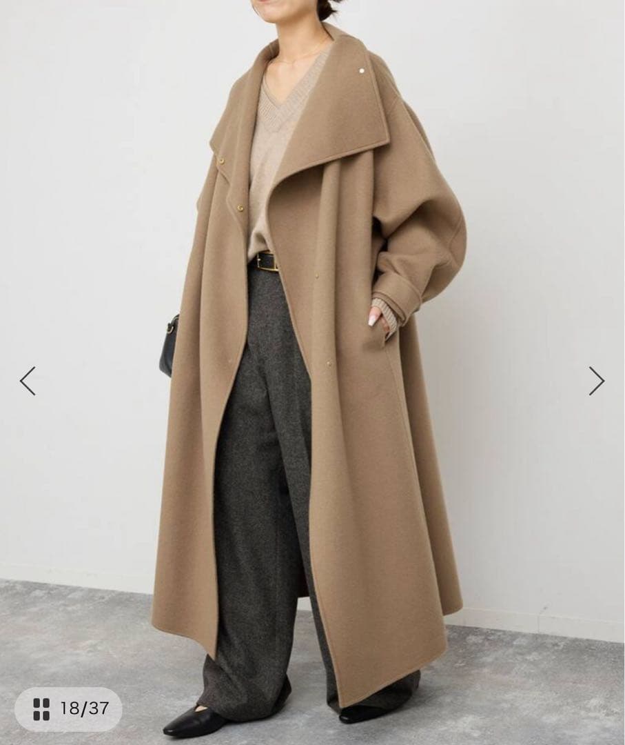 spick & span ビーバーニュアンスカラーオーバーコート　キャメル　36