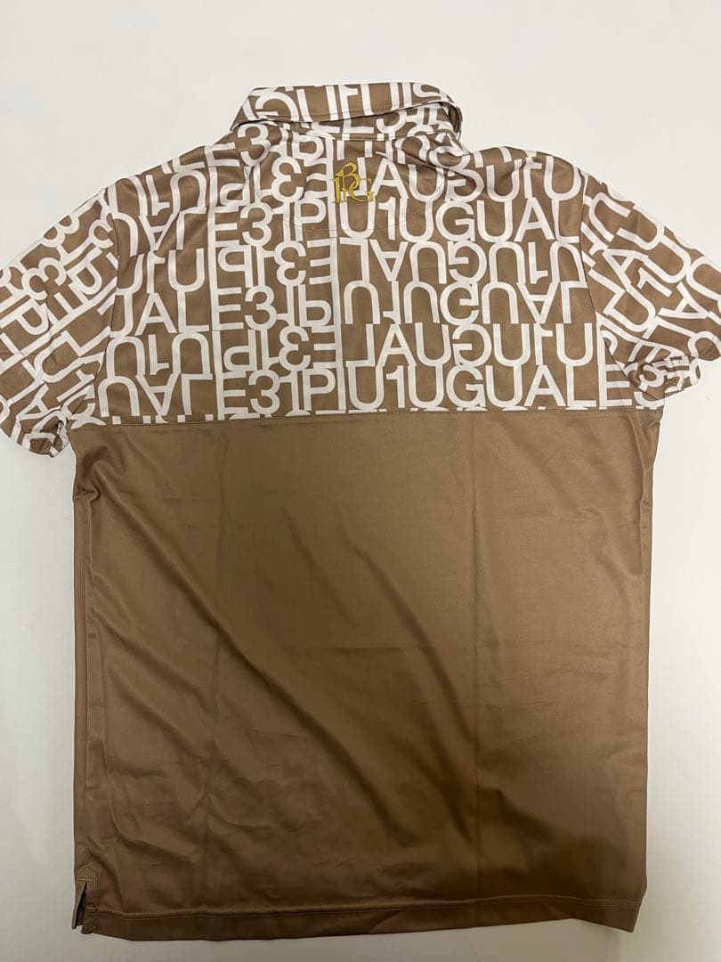 【美品‼️】ウノピュウゴルフ　立体ロゴ×総柄　ゴルフウェア　半袖　ポロシャツ