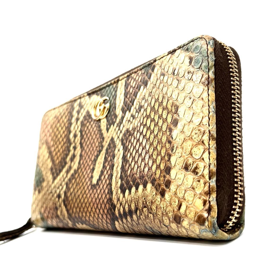 ★希少★グッチ GGマーモント パイソン ラウンドジップ 長財布 マルチカラー