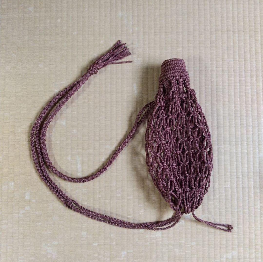 法螺貝　袋　大　ワインレッド色　七宝編み