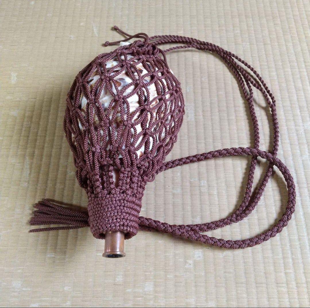 法螺貝　袋　大　ワインレッド色　七宝編み