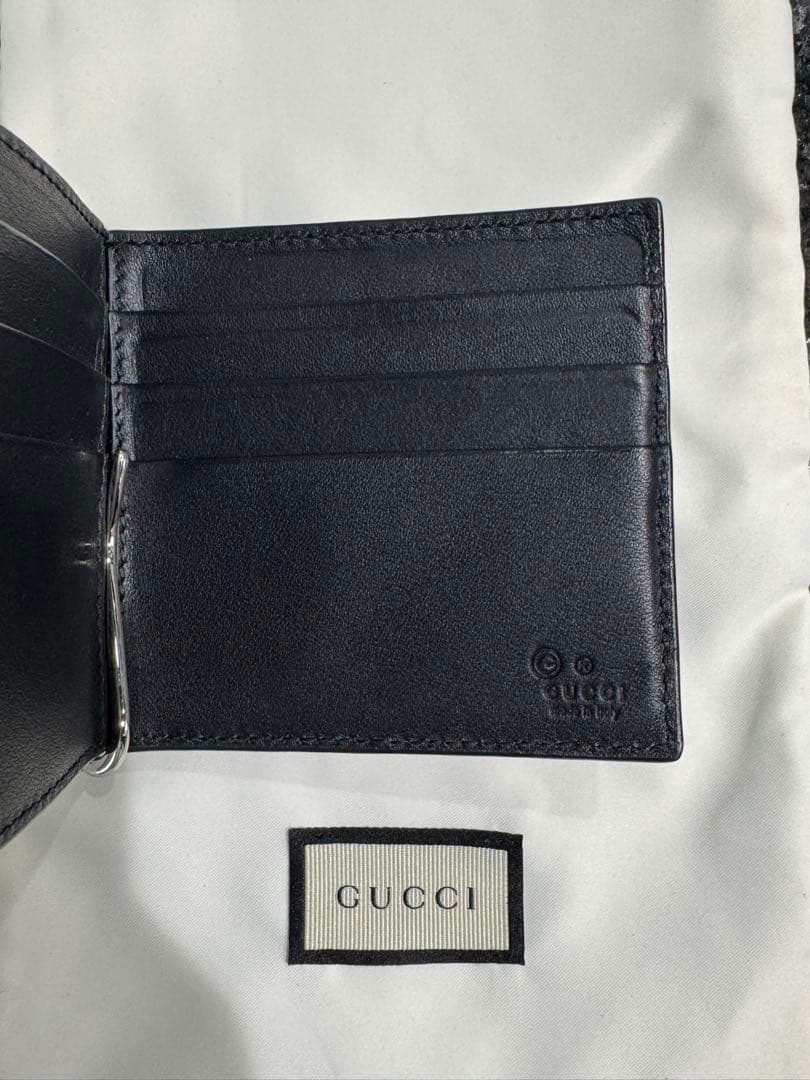 GUCCI グッチ 財布 マネークリップ マイクログッチシマレザー ブラック