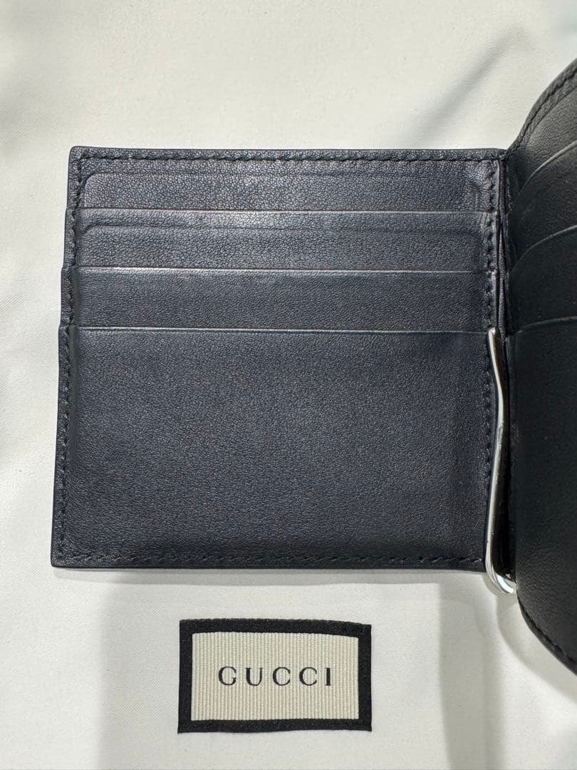 GUCCI グッチ 財布 マネークリップ マイクログッチシマレザー ブラック