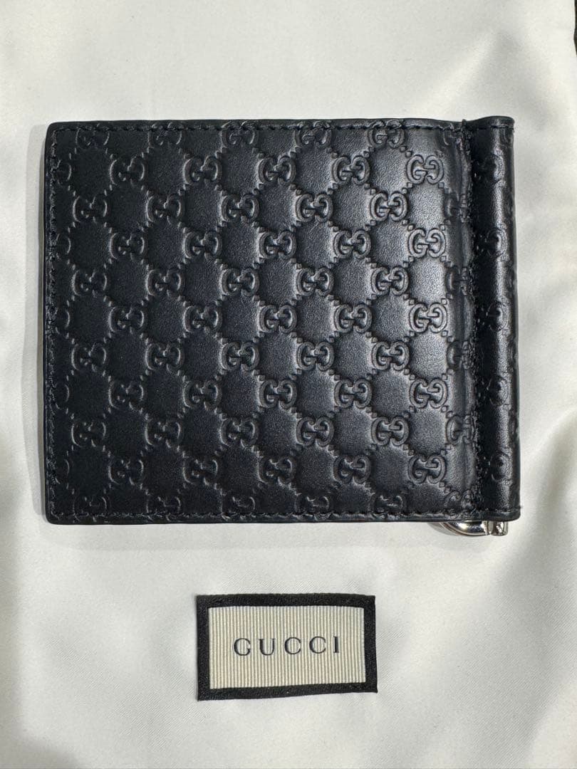 GUCCI グッチ 財布 マネークリップ マイクログッチシマレザー ブラック