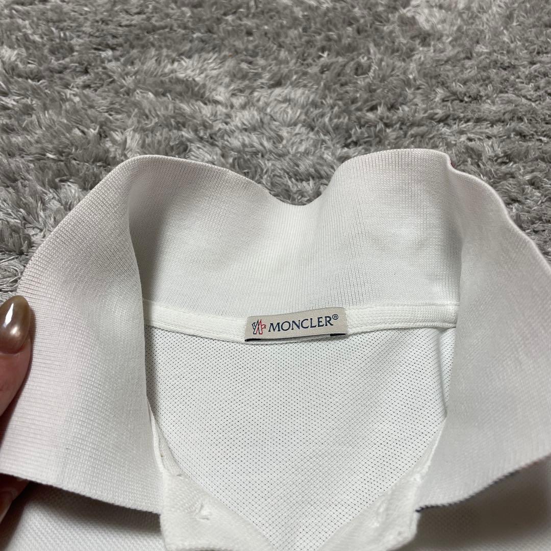 モンクレール　ホワイト ポロシャツ トリコロール襟