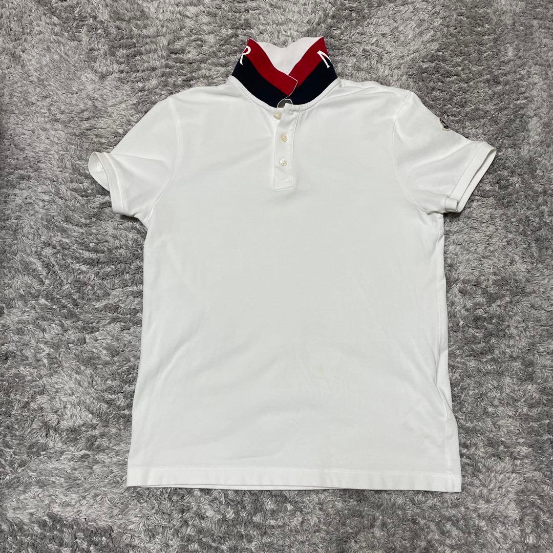 モンクレール　ホワイト ポロシャツ トリコロール襟