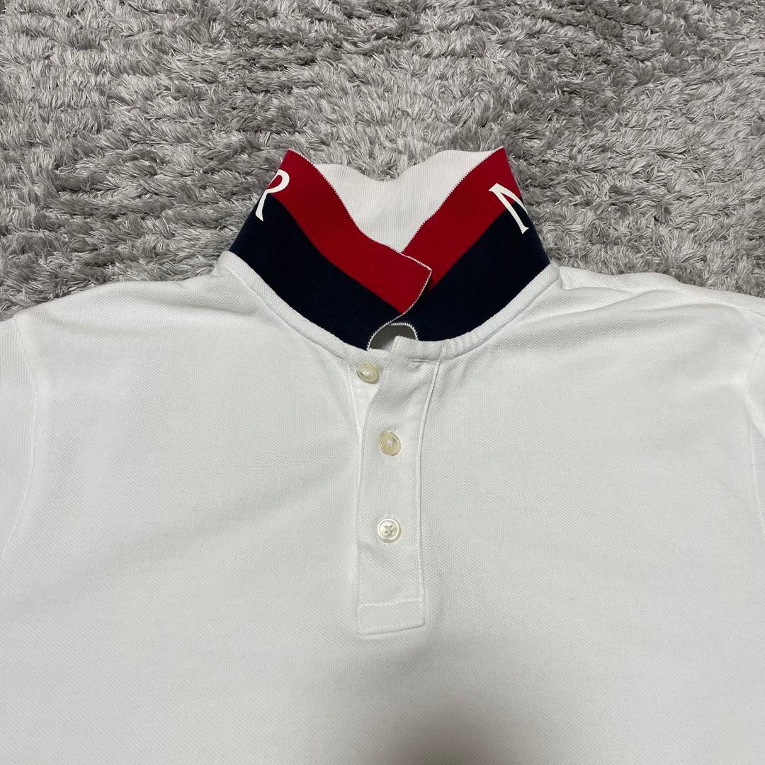 モンクレール　ホワイト ポロシャツ トリコロール襟