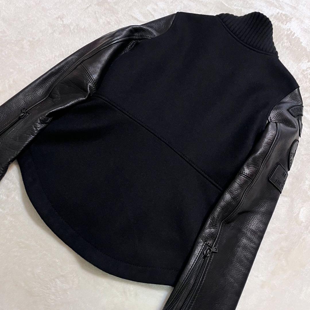 ヒステリックグラマー ワッペン スカルボタン 袖レザー スタジャン Pコート