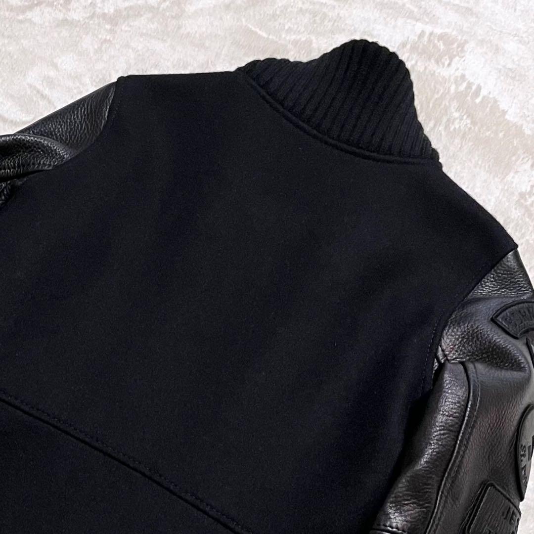 ヒステリックグラマー ワッペン スカルボタン 袖レザー スタジャン Pコート