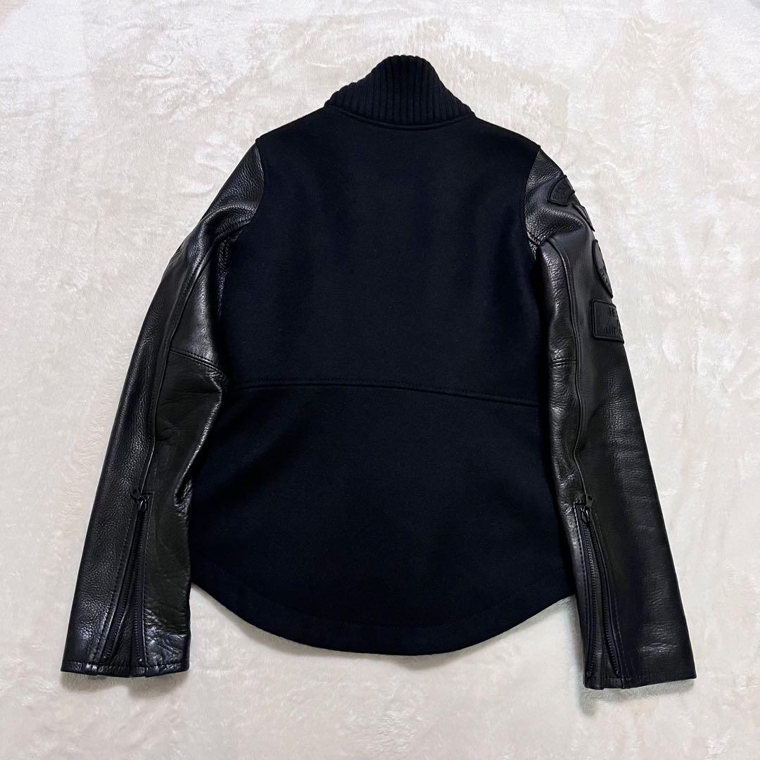 ヒステリックグラマー ワッペン スカルボタン 袖レザー スタジャン Pコート