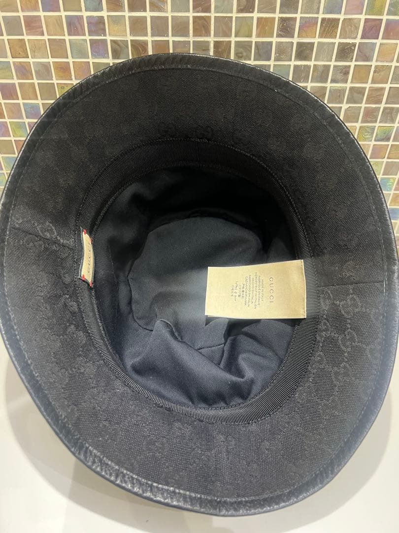 GUCCI グッチ　GGパターン バケットハット 黒