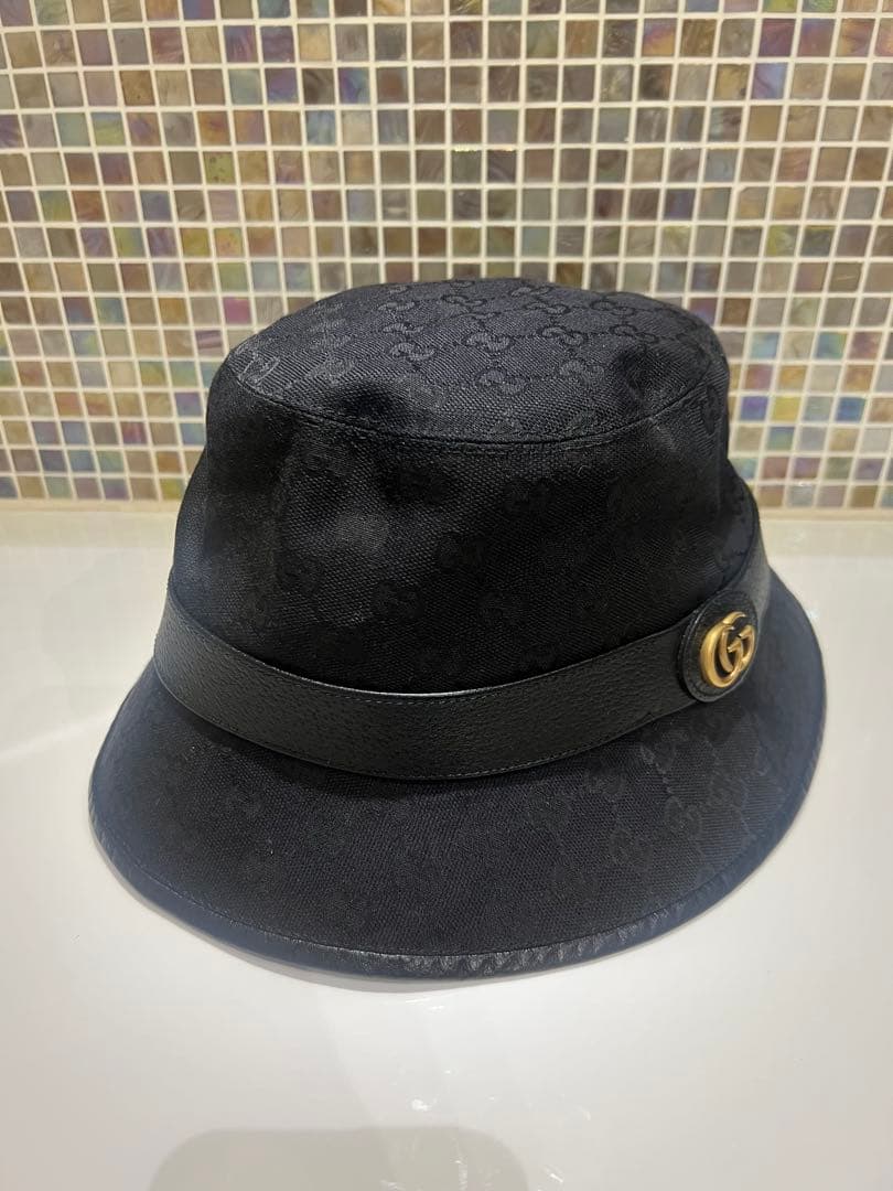 GUCCI グッチ　GGパターン バケットハット 黒