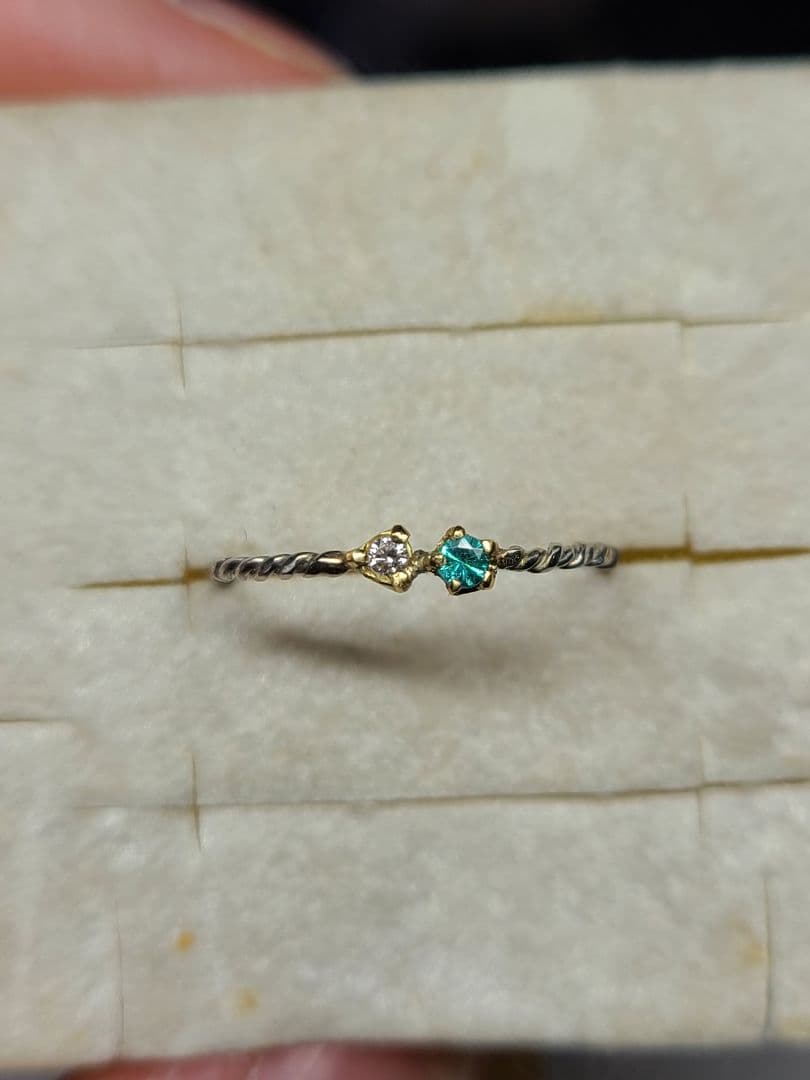 ピカピカの煌めき★バターリャパライバトルマリン&ピンクダイヤモンド18金、Pt★