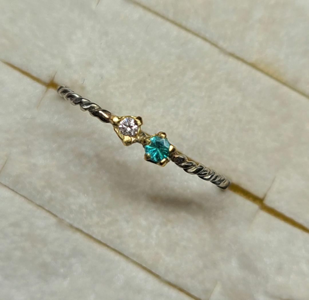 ピカピカの煌めき★バターリャパライバトルマリン&ピンクダイヤモンド18金、Pt★