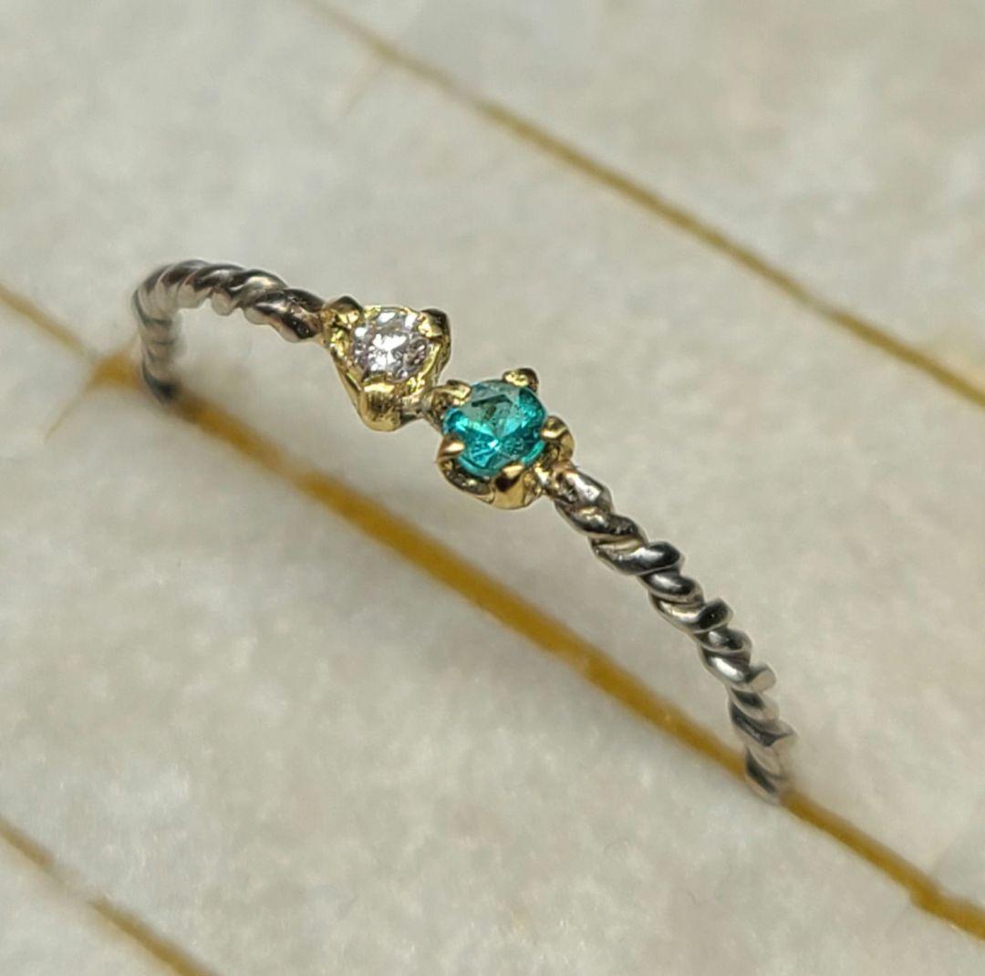 ピカピカの煌めき★バターリャパライバトルマリン&ピンクダイヤモンド18金、Pt★