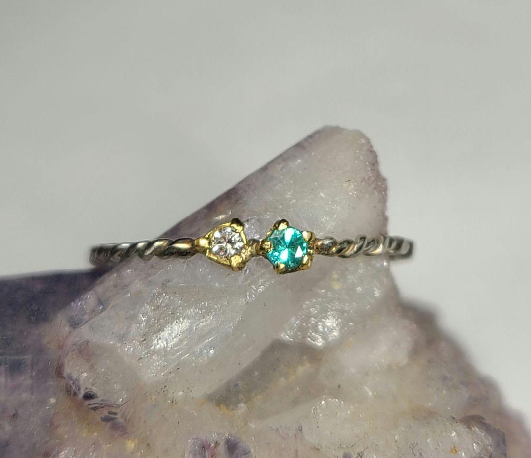 ピカピカの煌めき★バターリャパライバトルマリン&ピンクダイヤモンド18金、Pt★