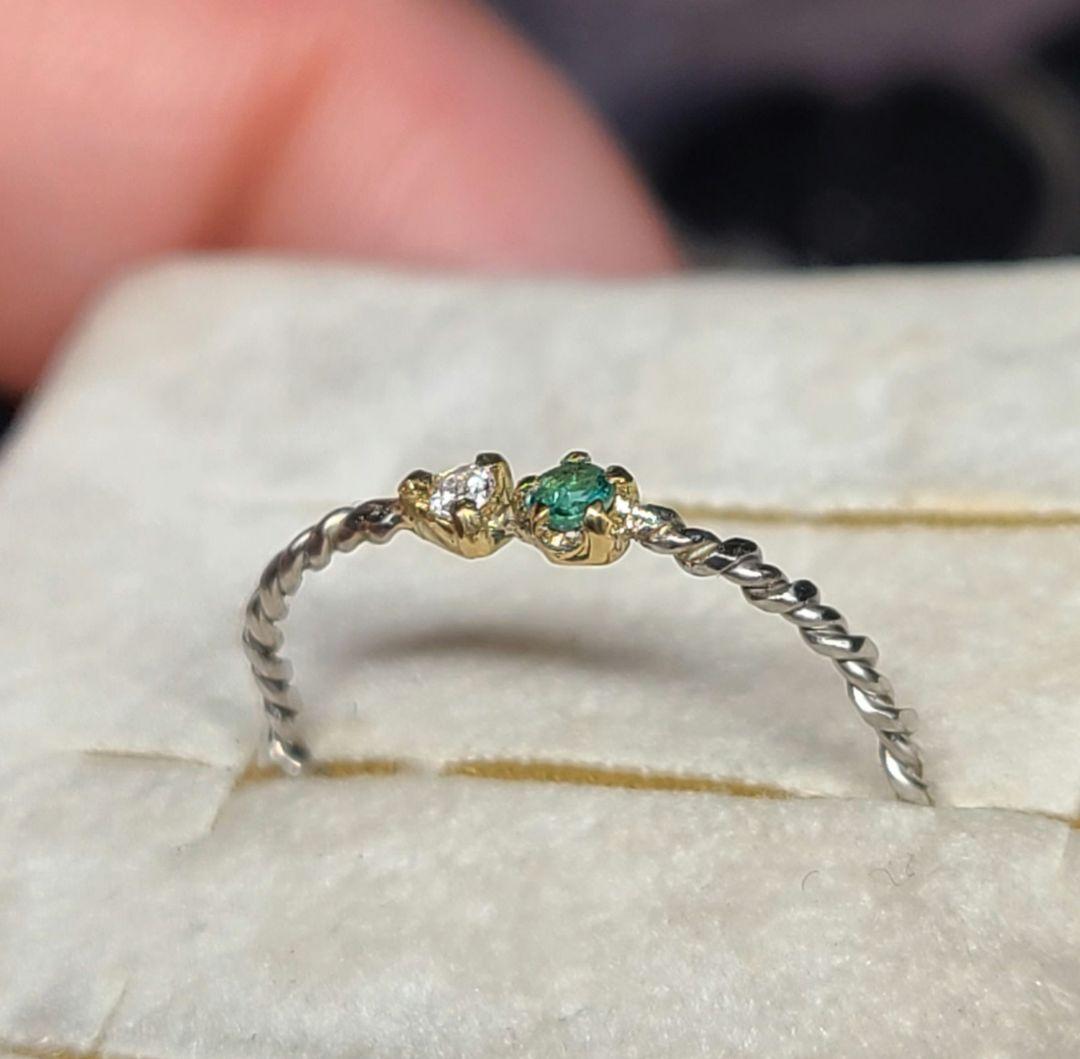 ピカピカの煌めき★バターリャパライバトルマリン&ピンクダイヤモンド18金、Pt★