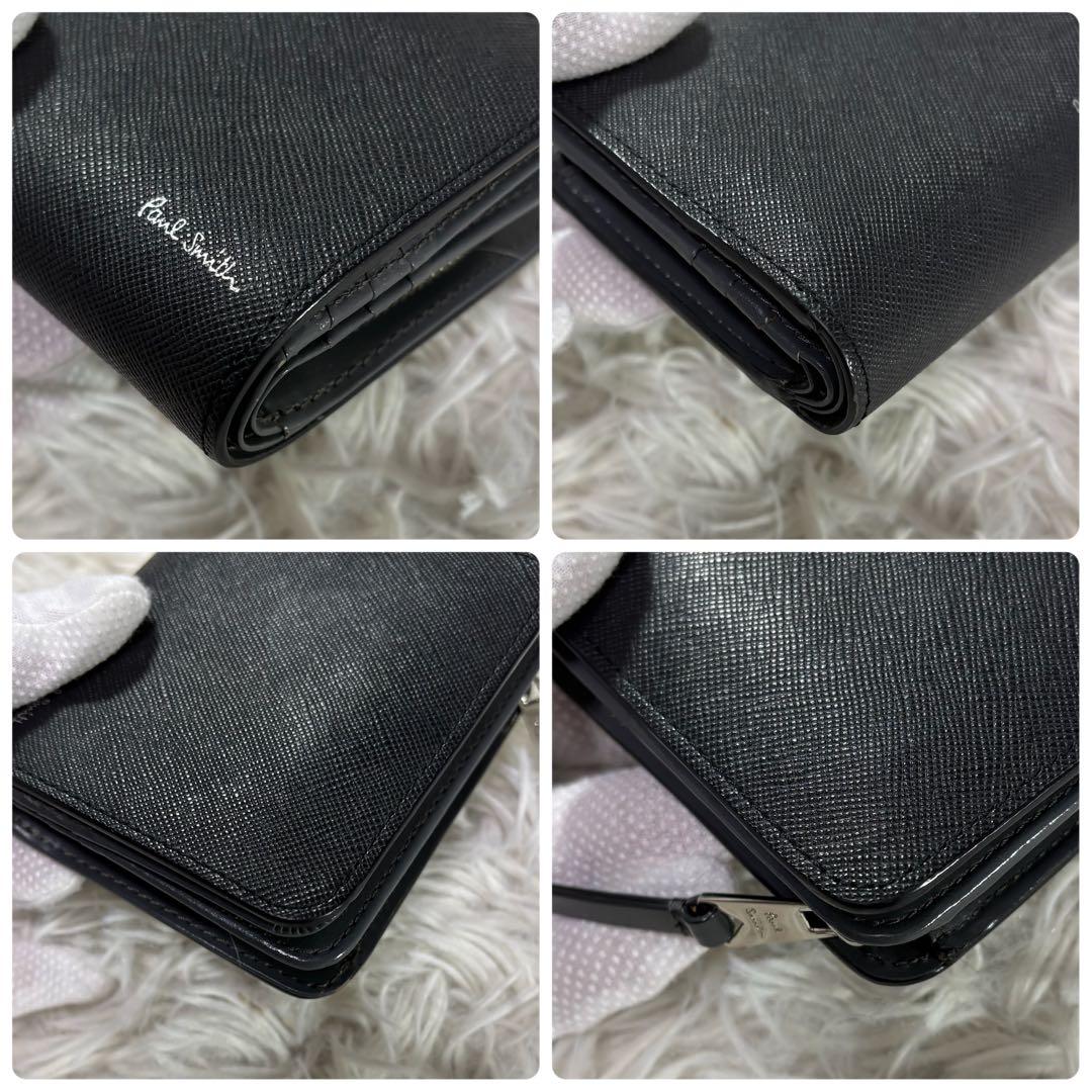 【未使用級】ポールスミス 財布 二つ折り L字ファスナー 本革 マルチストライプ