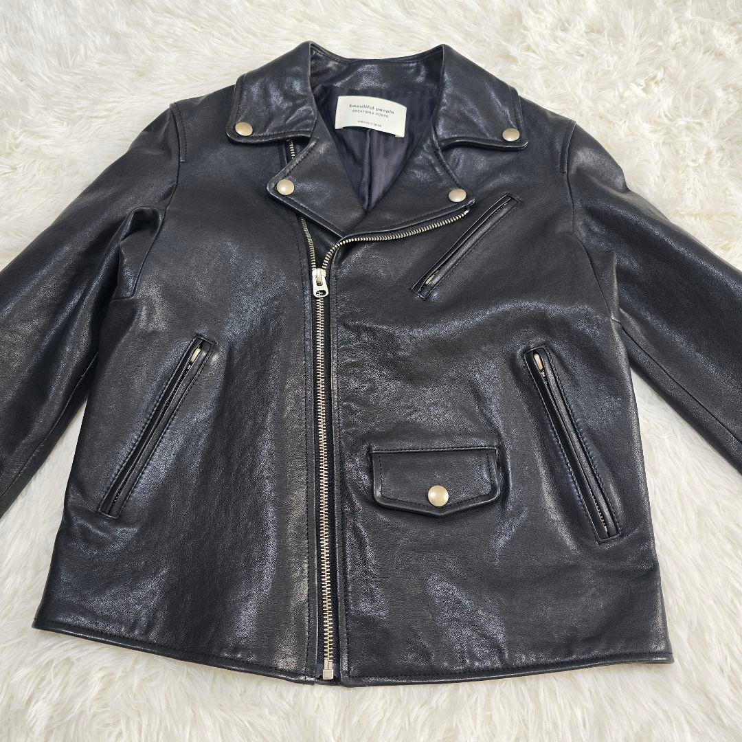 美品✨Beautiful people　ダブルライダースジャケット 150