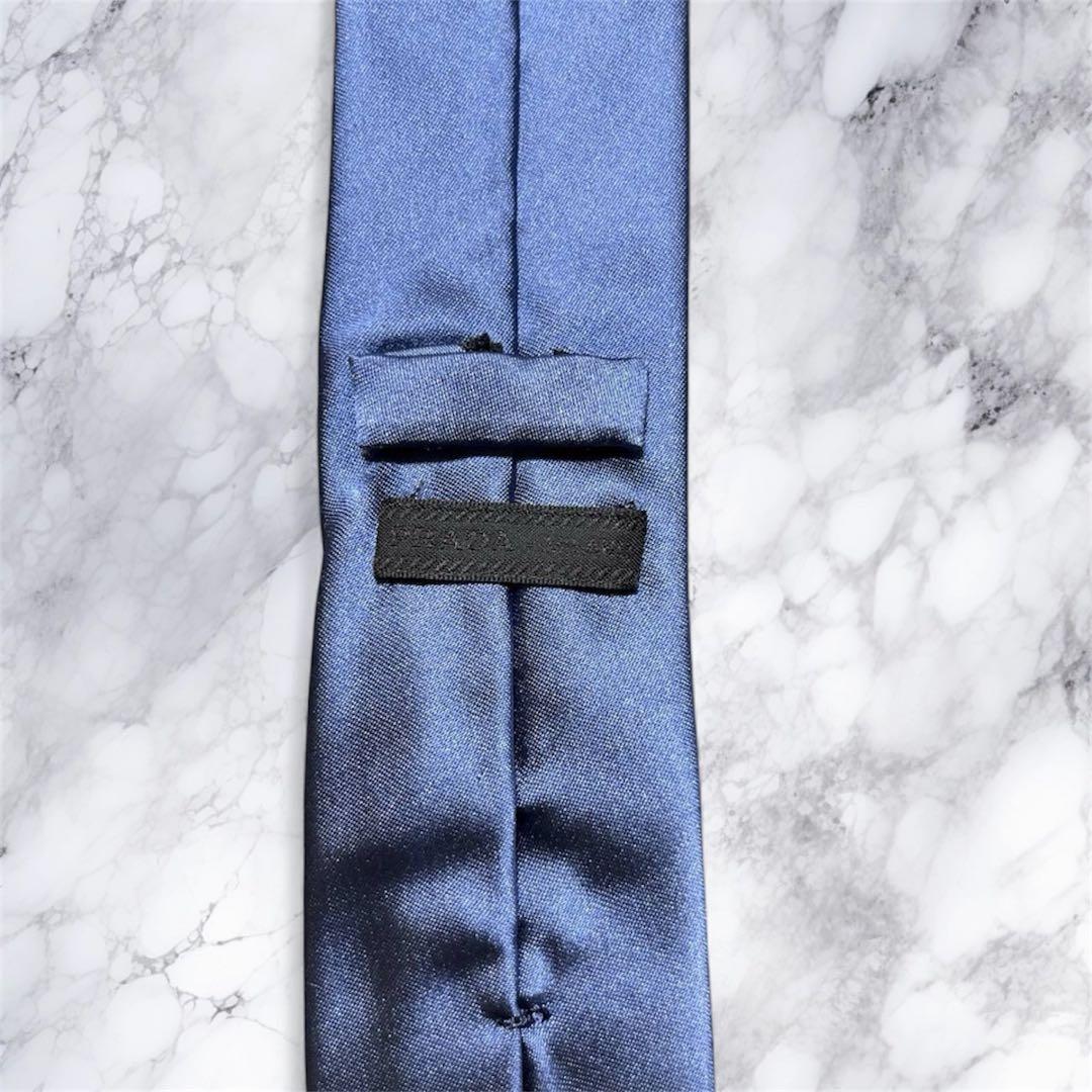 PRADA シルク ダークブルー ネクタイ ナロータイ ソリッドタイ