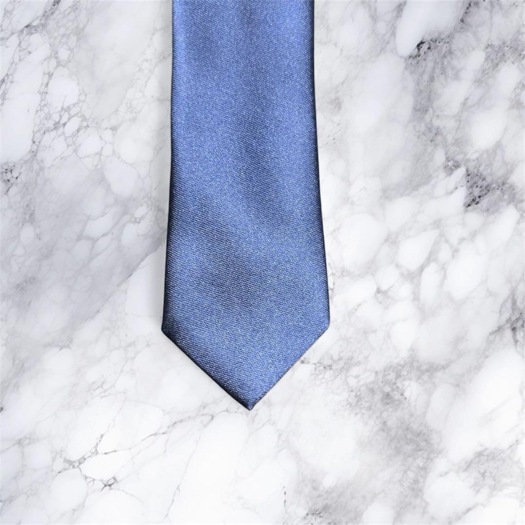 PRADA シルク ダークブルー ネクタイ ナロータイ ソリッドタイ