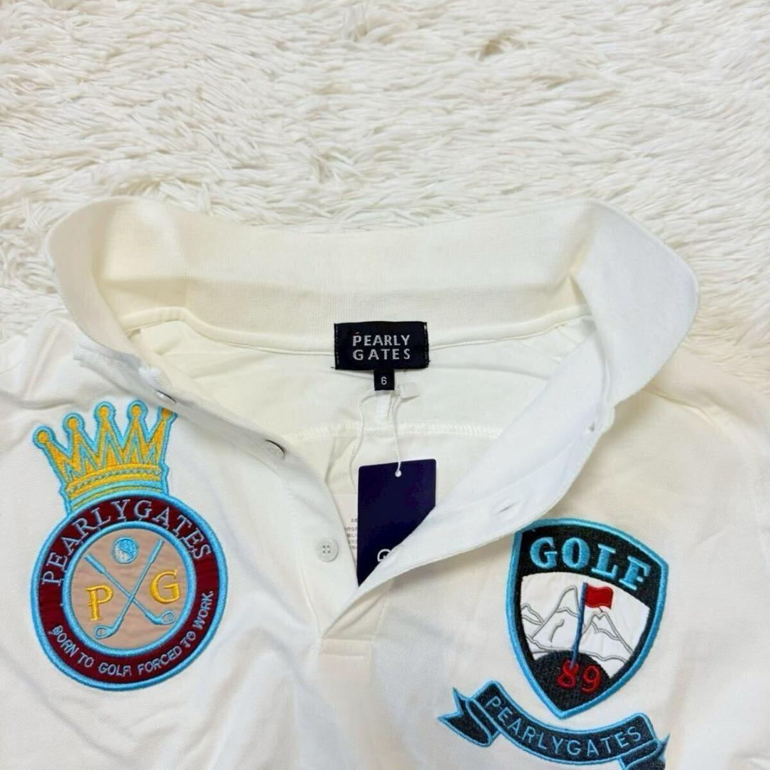 XL相当 パーリーゲイツ ポロシャツ ゴルフウェア ワッペン 刺繍 鹿の子
