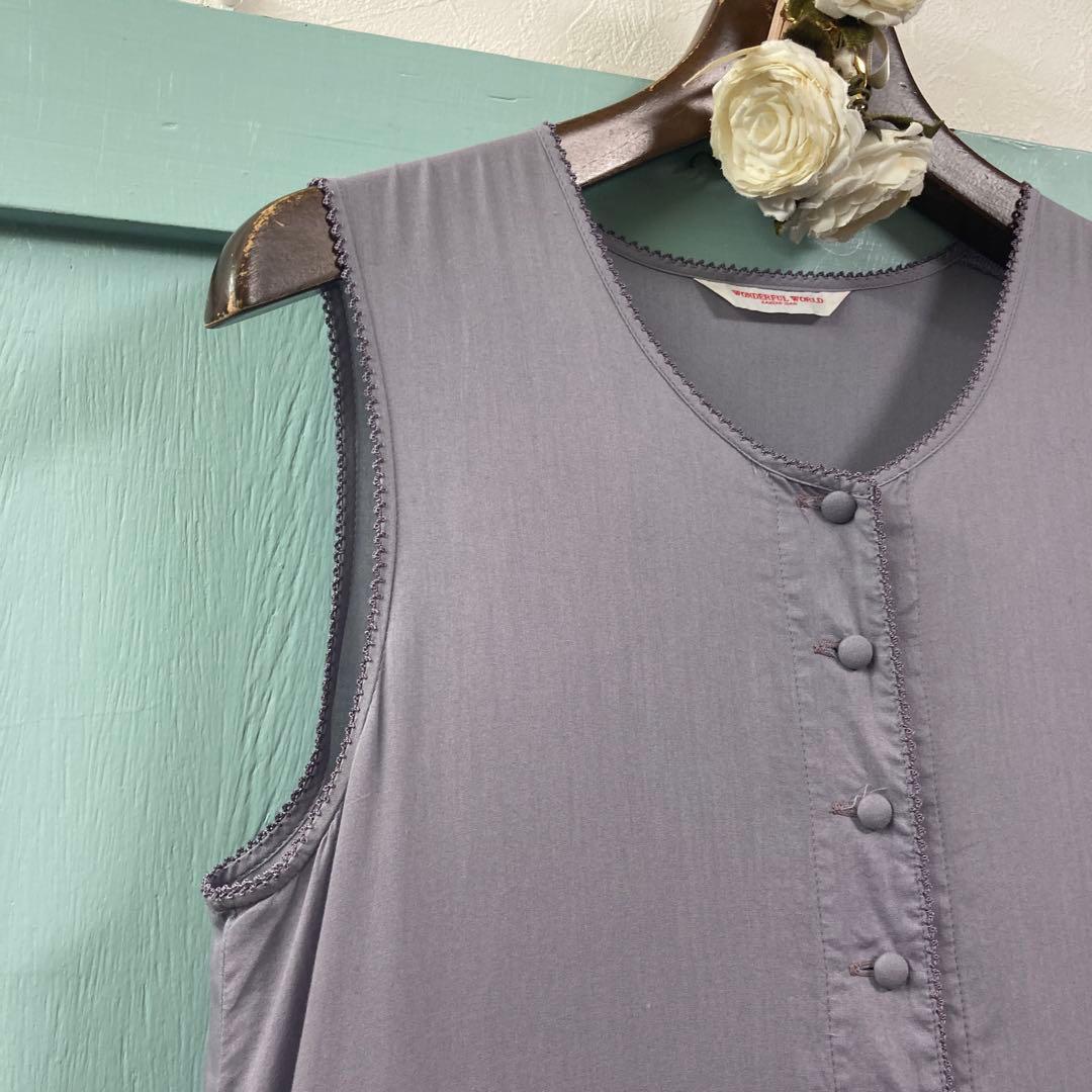 ワンダフルワールド 綿ローン ティアードワンピース パープル