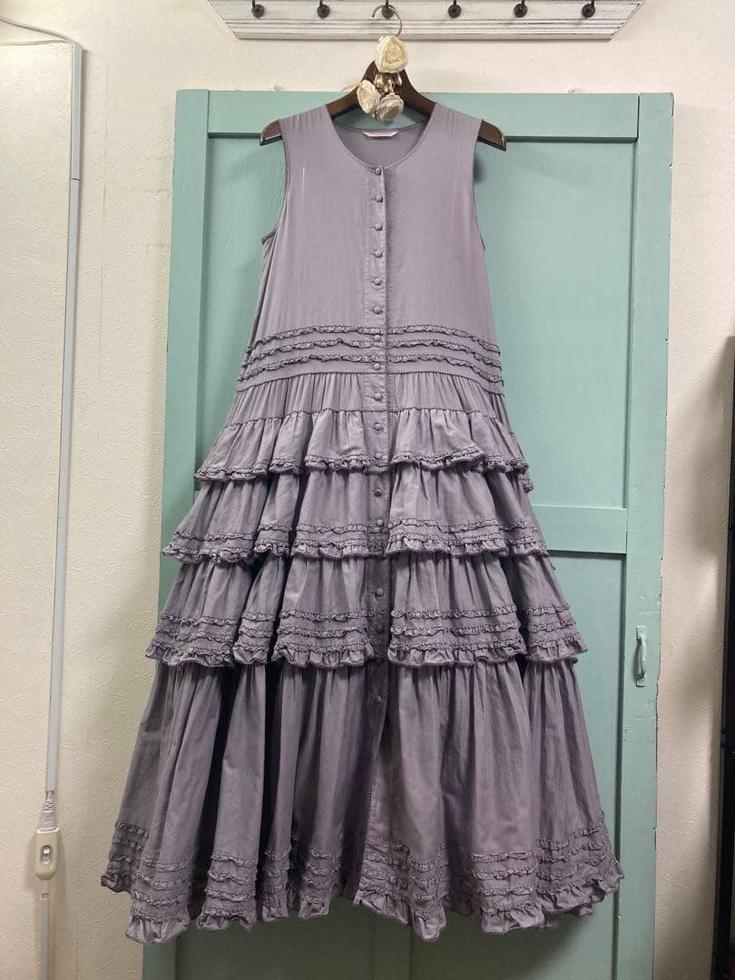 ワンダフルワールド 綿ローン ティアードワンピース パープル
