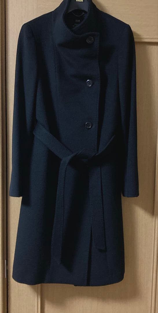 23区 ブラック ベルト付　ロングコート サイズ38 Mサイズ　羊毛✖︎アンゴラ