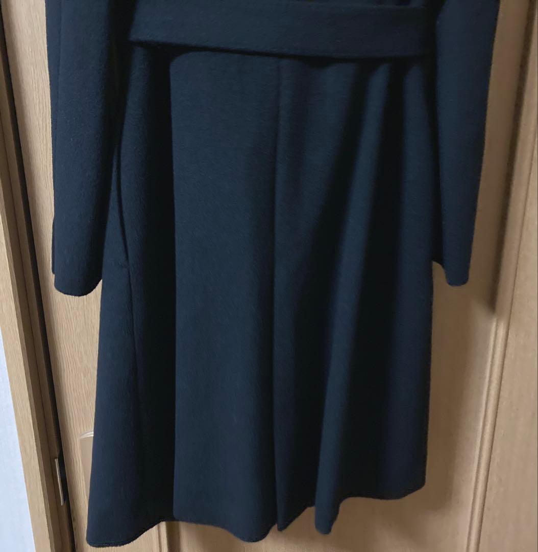 23区 ブラック ベルト付　ロングコート サイズ38 Mサイズ　羊毛✖︎アンゴラ