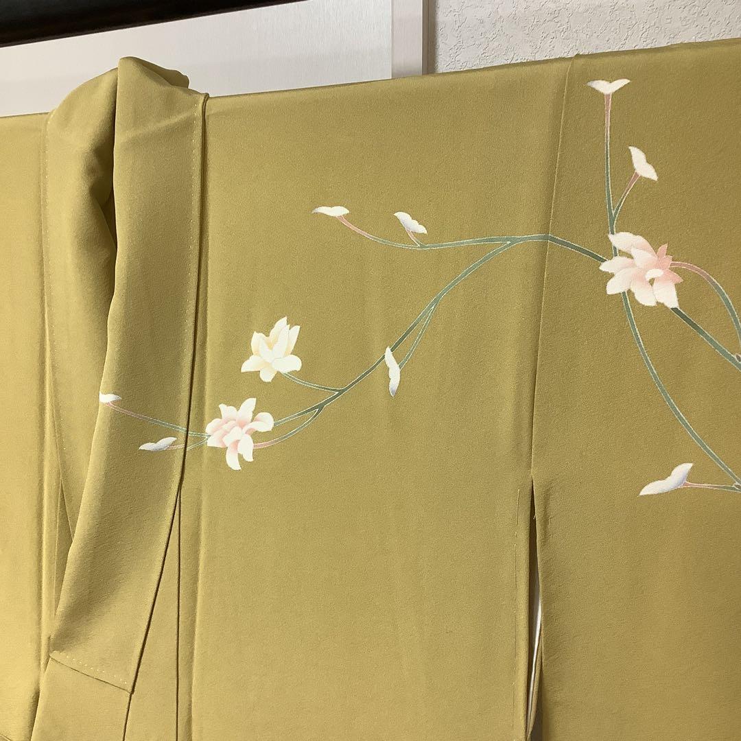 【惣次郎】十日町友禅！作家物！正絹訪問着〜山吹色地に水仙〜