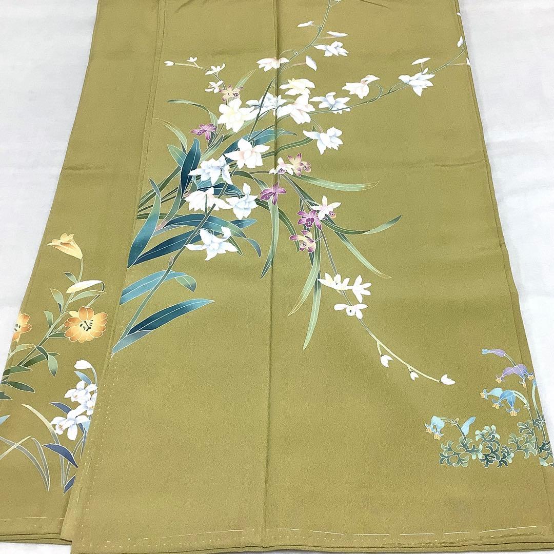 【惣次郎】十日町友禅！作家物！正絹訪問着〜山吹色地に水仙〜