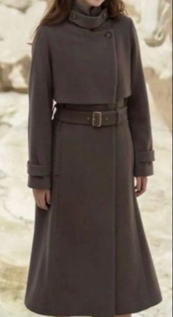 人気コート欠品無しNoela 2WAY カラーウールトレンチコート（茶） S