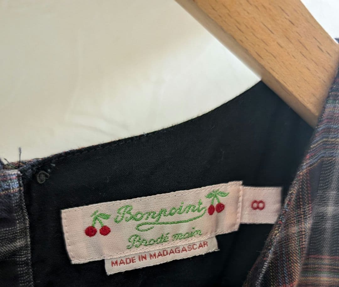 チェック柄 半袖ワンピース ボンポワン