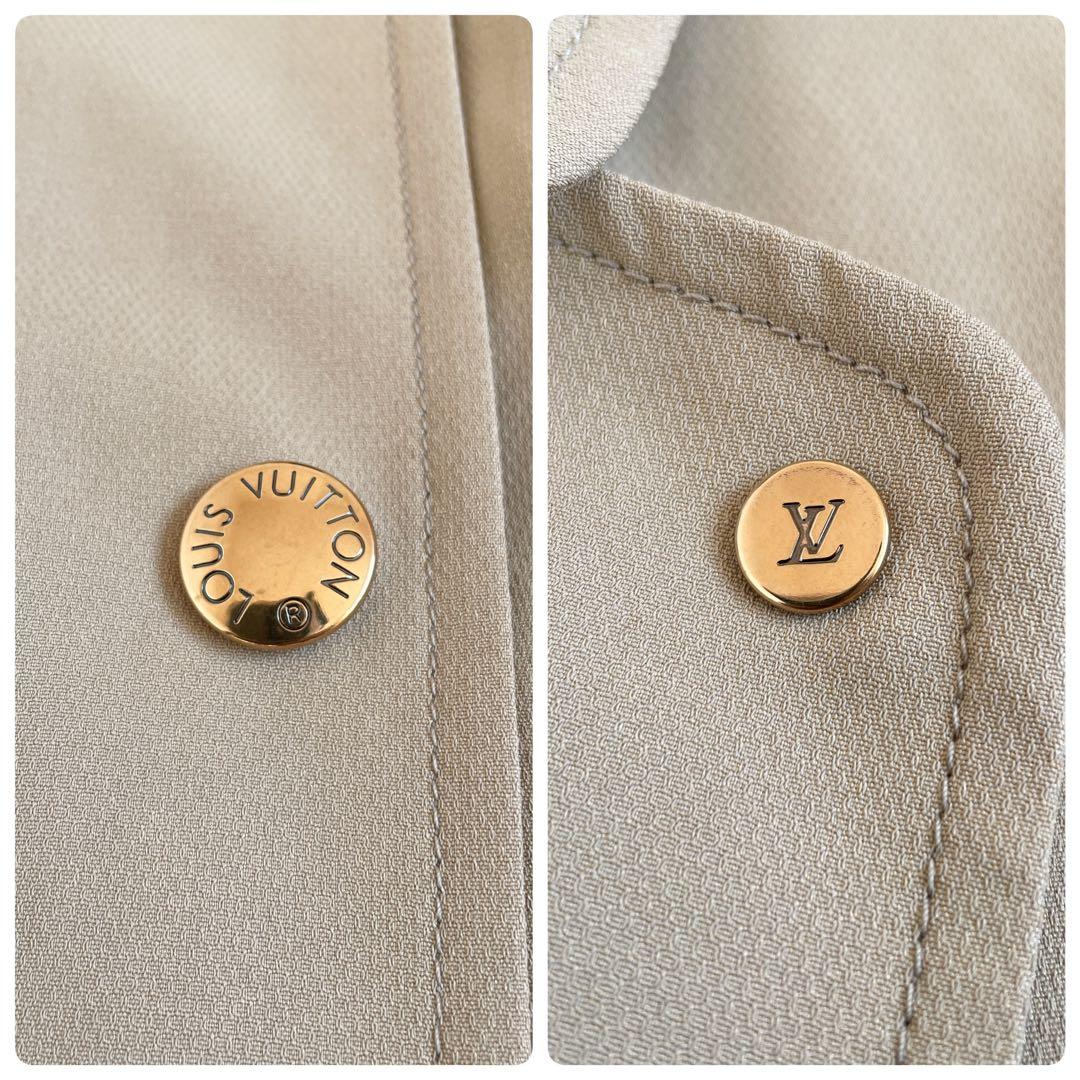 未使用級　ルイヴィトン　トレンチコート　ダミエ　レザーベルト　金ボタン　ベージュ