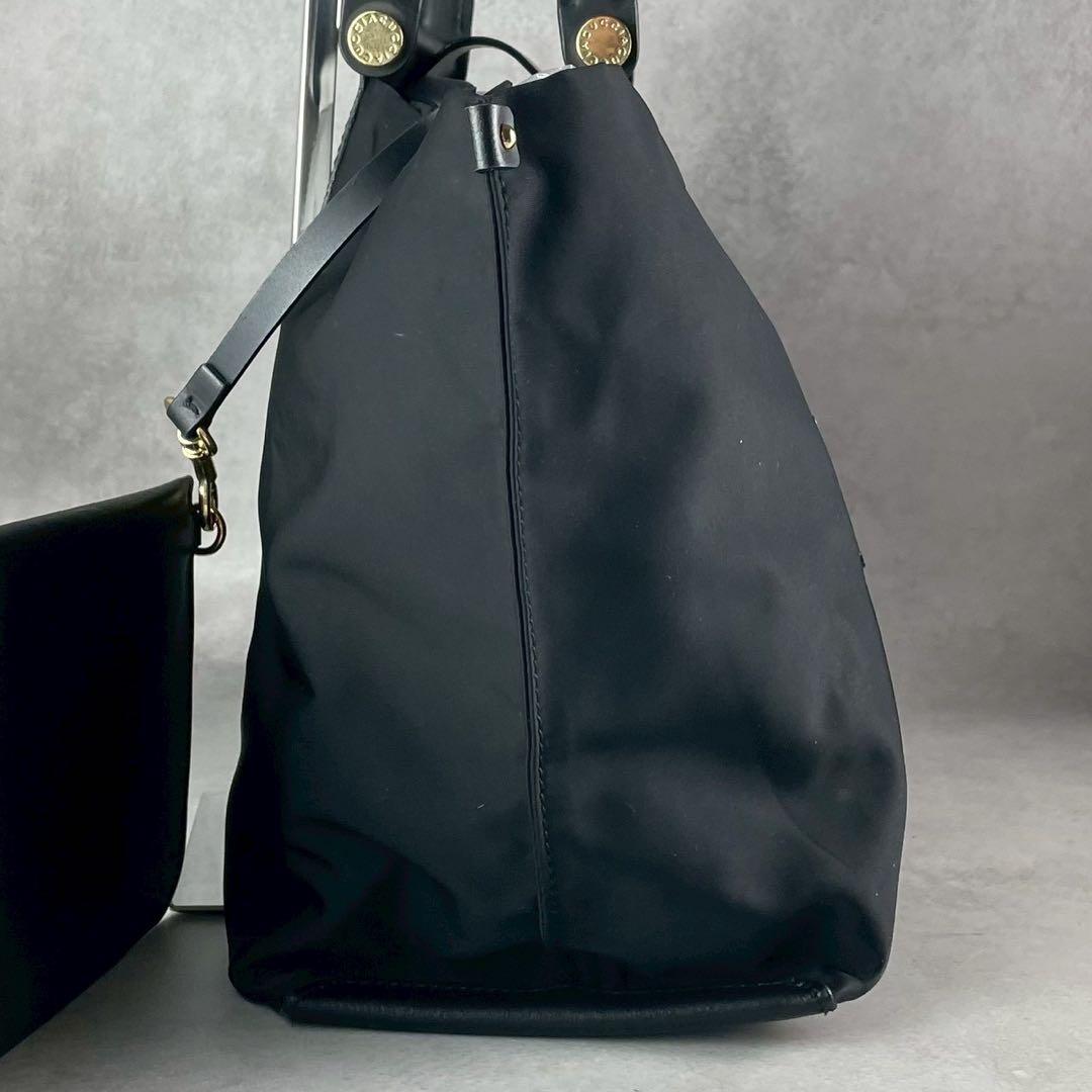 Ayuka✨IACUCCI ソルベット トートバッグ 黒 ナイロン×レザー