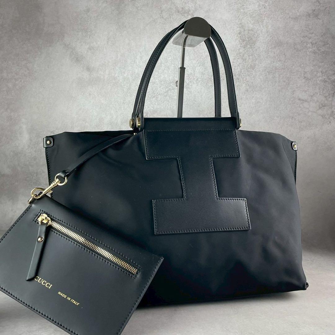 Ayuka✨IACUCCI ソルベット トートバッグ 黒 ナイロン×レザー