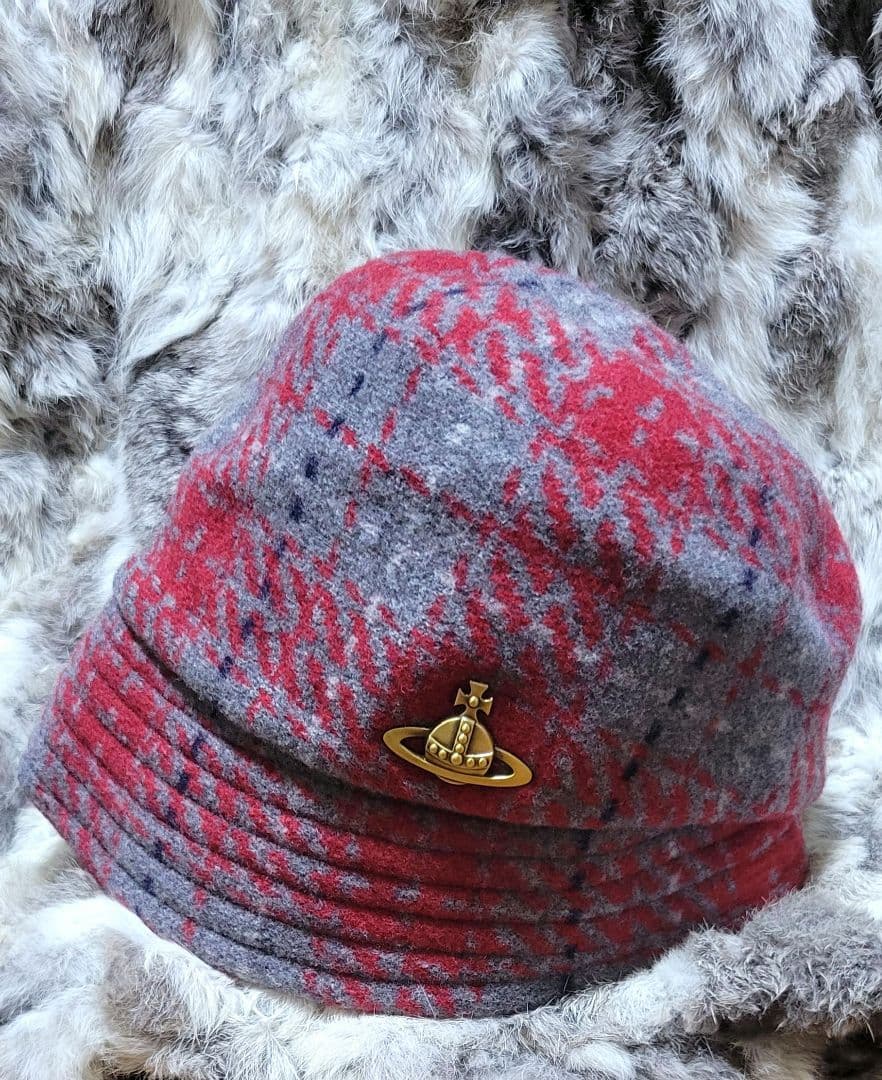 希少 ヴィヴィアンウエストウッド オーブチェック柄キャスケット ハット