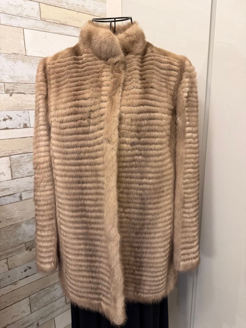 美品　シルバーミンク ハーフコート ファーコート リアルファー 定価980000