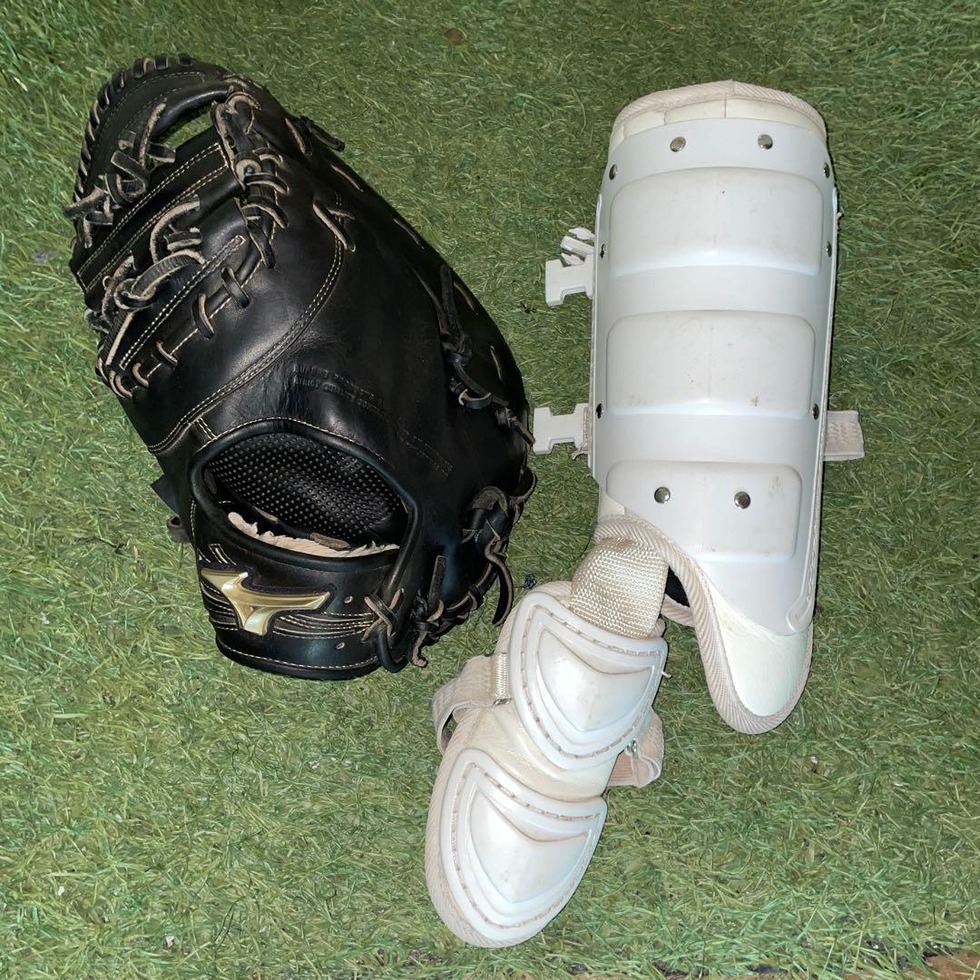 ミズノ硬式用ファーストミットとエルボーガードセット