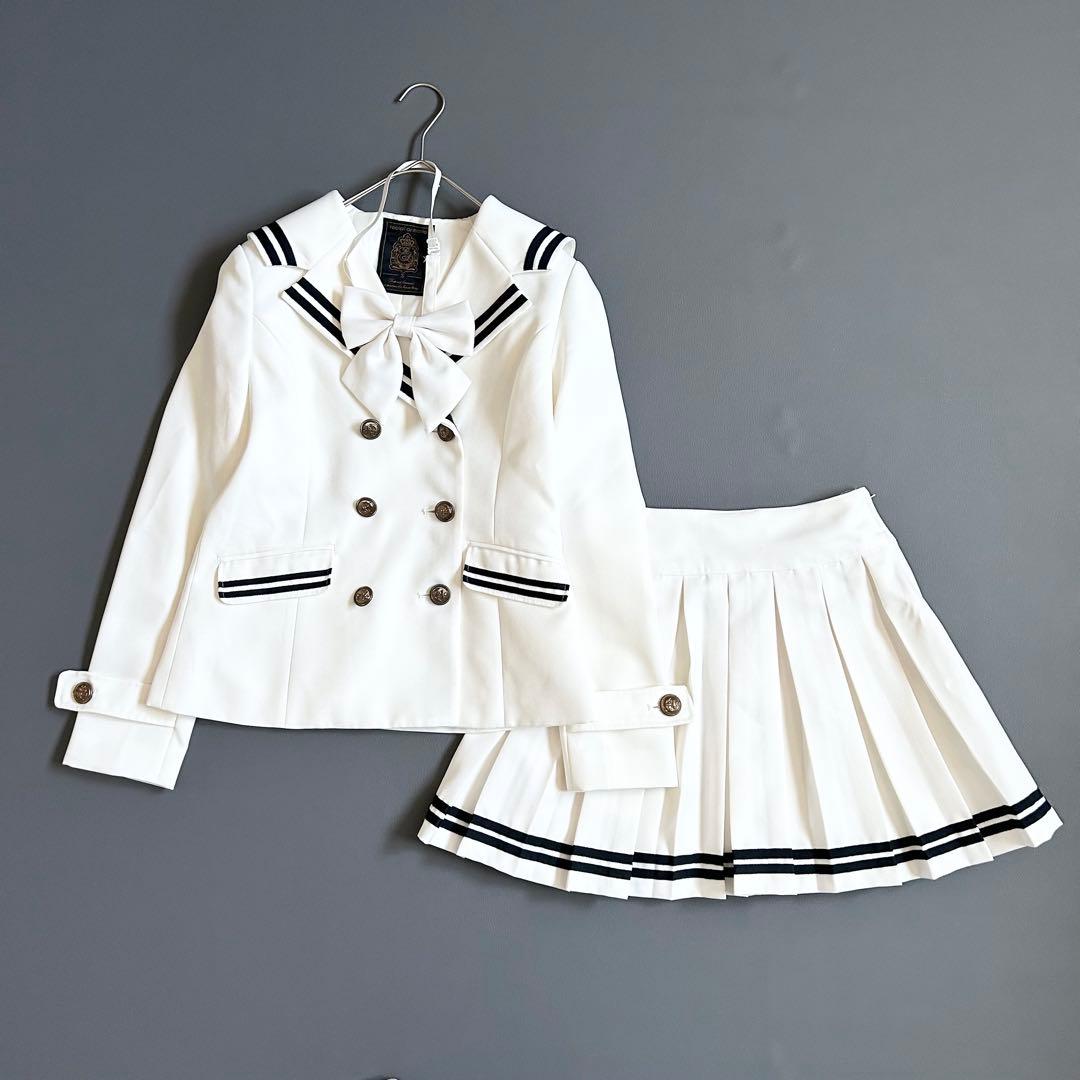 1183y美品 レピピアルマリオ セーラー卒服3点セットアップ 白 150