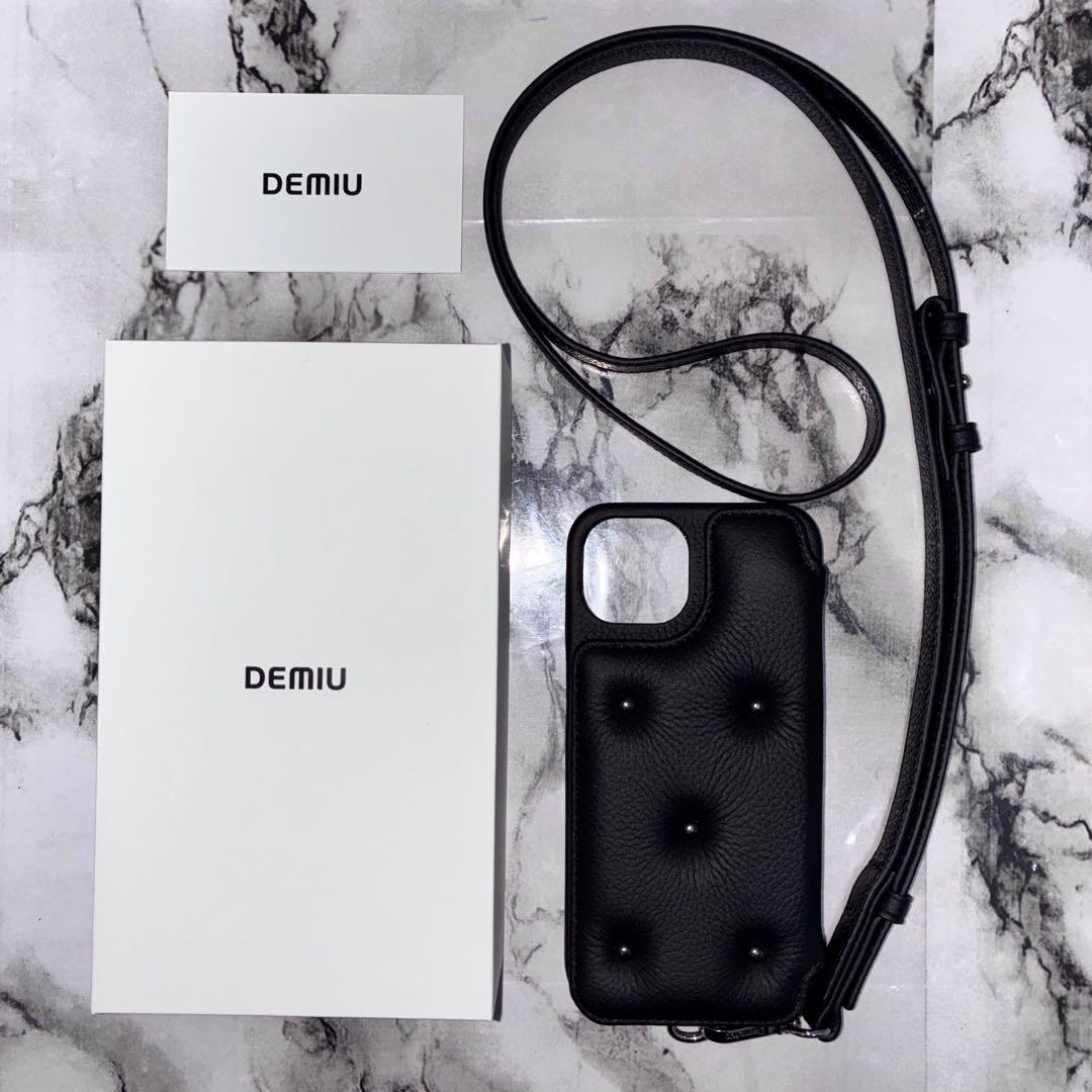 DEMIU スタッズ付き ブラック レザー iPhoneケース iPhone14