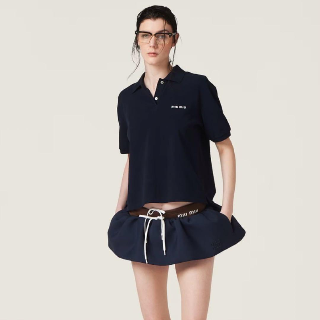 miumiu コットンピケ ポロシャツ
