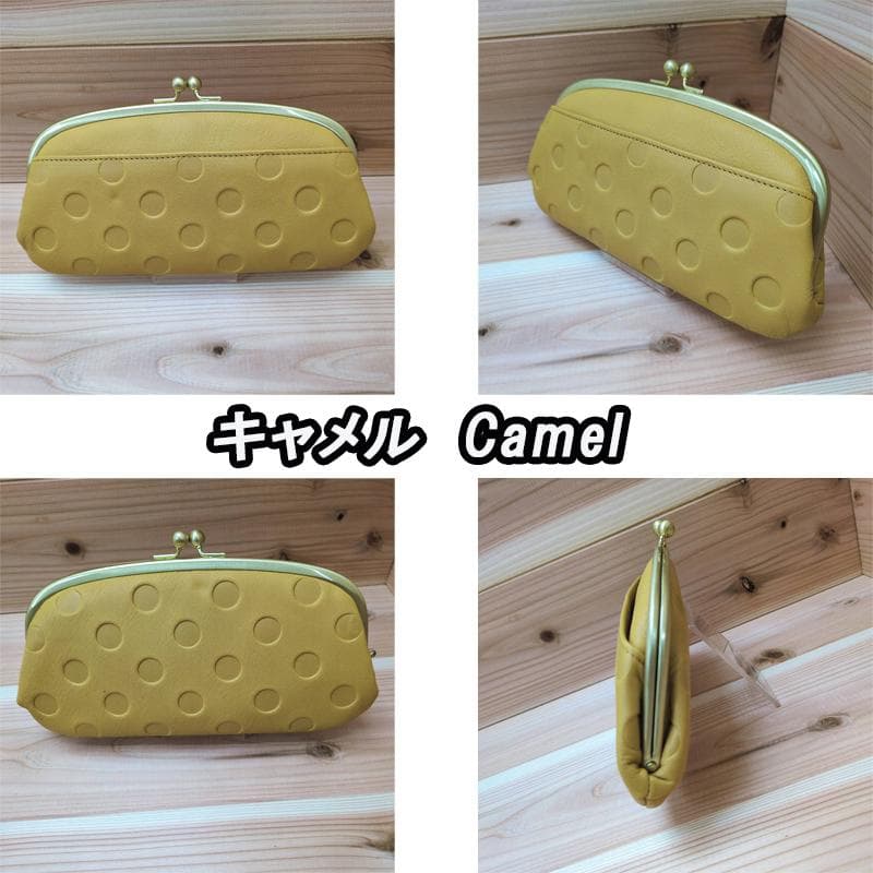 新品　レディース　がま口　ズッケロ　キャメル　ドット柄　牛革　お財布　ブランド