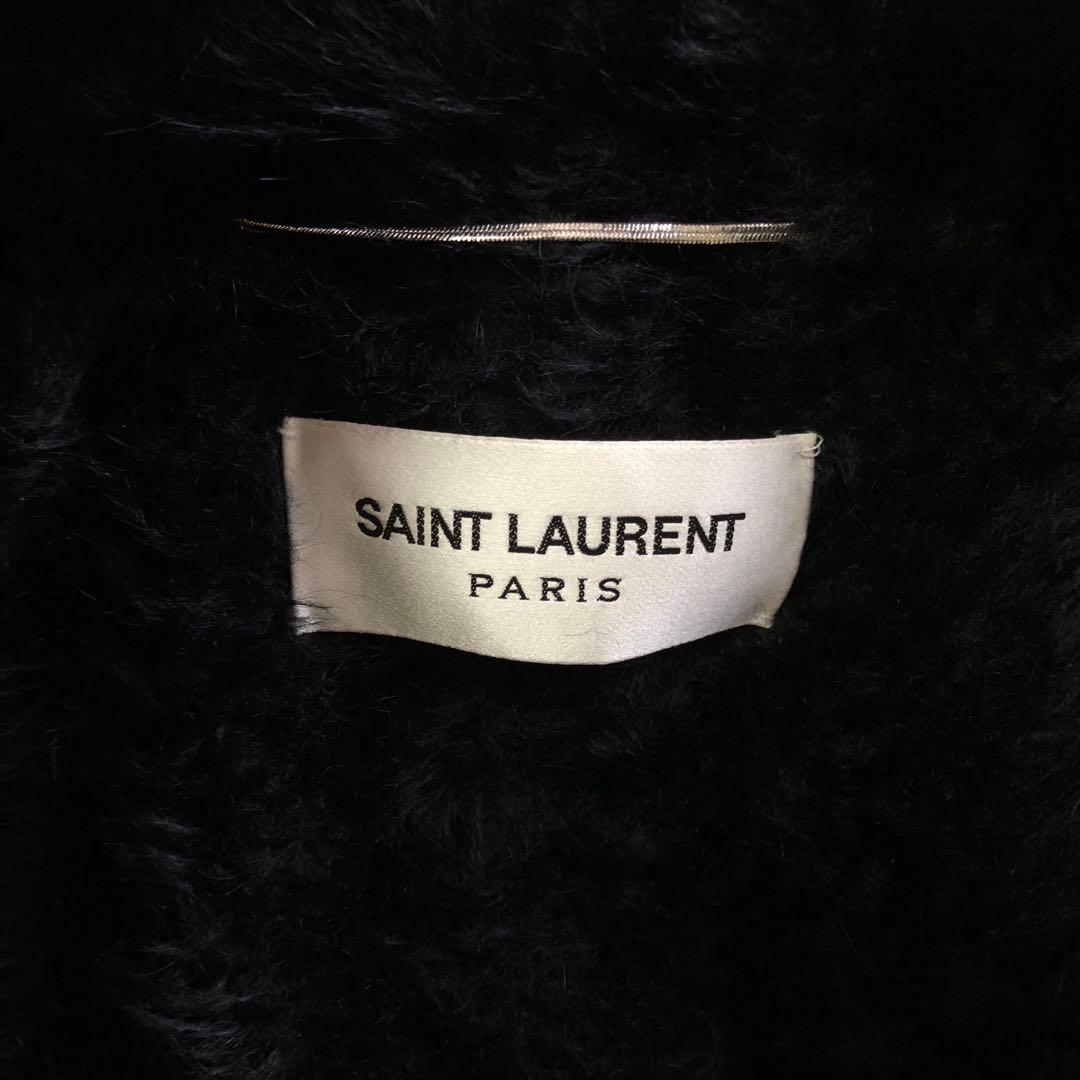 SAINT LAURENT PARIS 19AW ウール ボア チェックコート