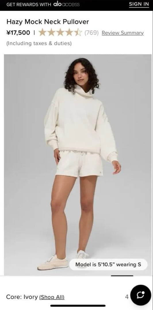 aloモックネックプルオーバーHazy Mock Neck Pullover