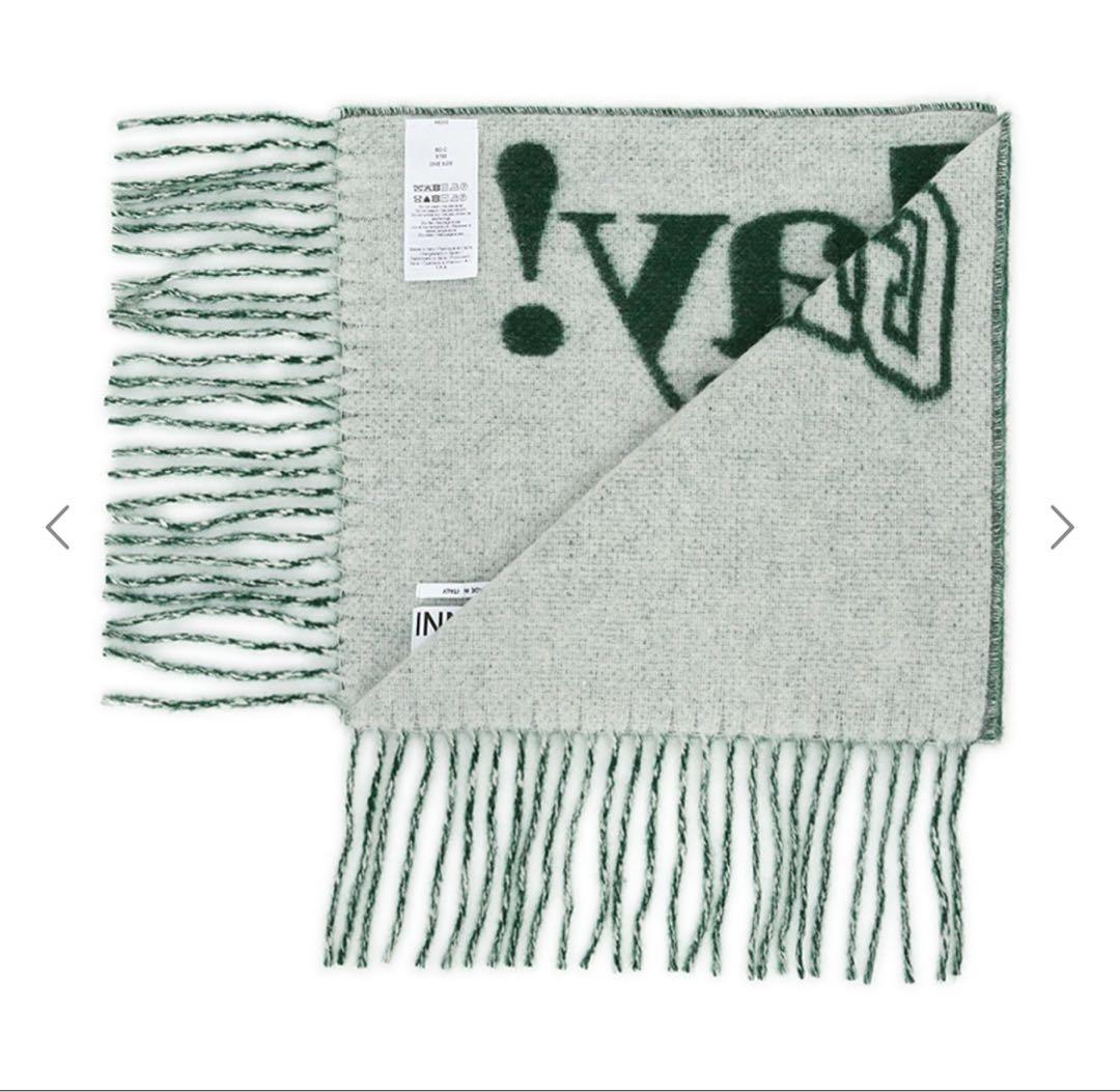 GANNI ロゴ入りマフラー ダークグリーン